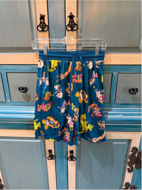 Men's Nickelodeon Teal Yellow 90s Cartoon Pajama Shorts S
